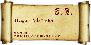 Blayer Nándor névjegykártya